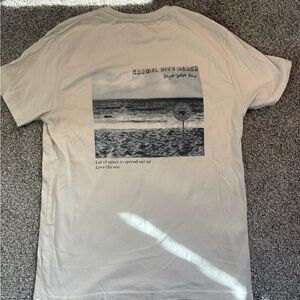 Denim & Flower Cream Short-Sleeve Tee with Black Beach Photo